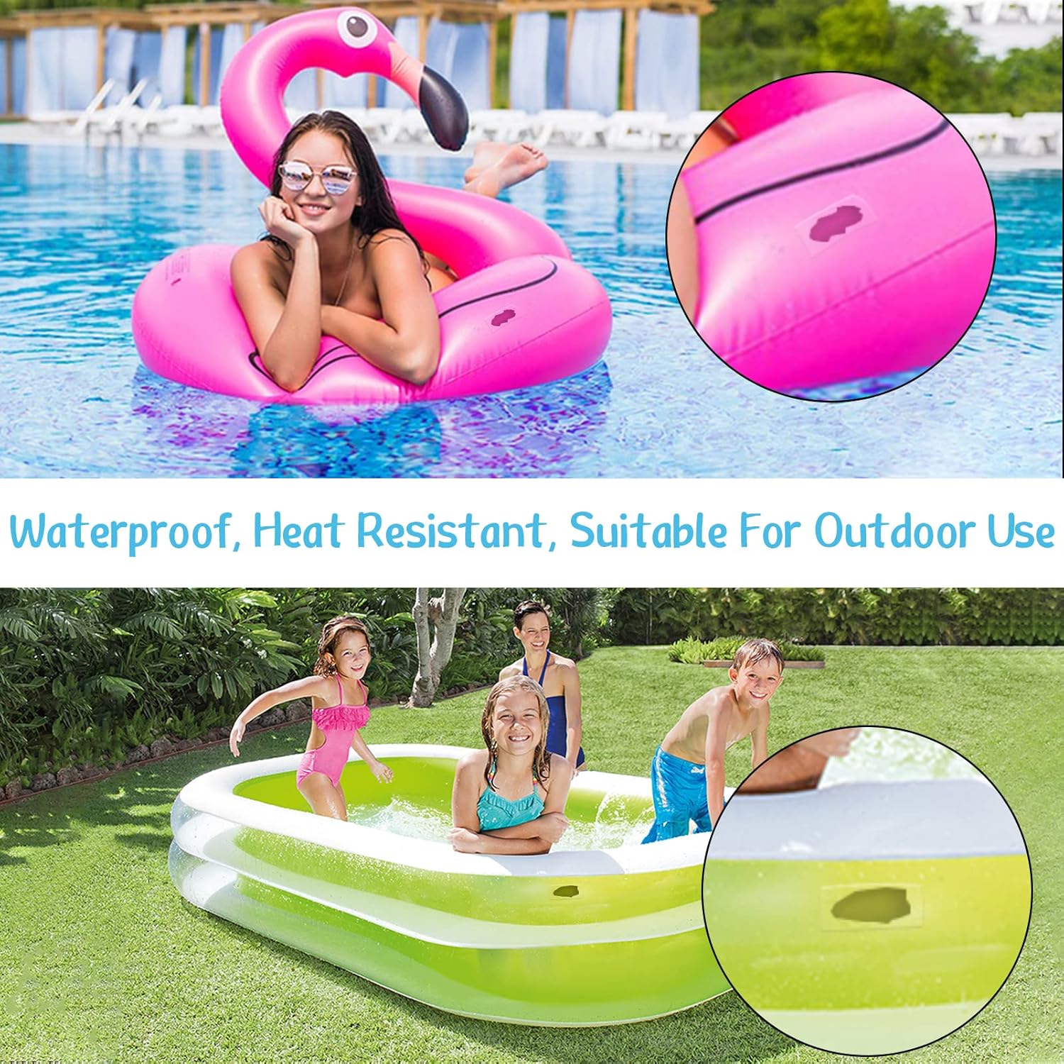 LS Transparent TPU Waterproof Repair Patch 3.5 x 6 Pieces Self-Adhesive Speed Tape for Inflatable Pools Rings Tents Boats Outdoor Furniture Car Seats Sofas