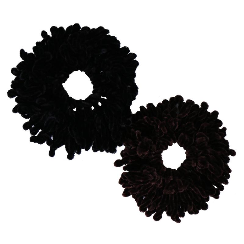 Oversized Fluffy Black Scrunchie Soft Voluminous Hair Tie Elastic Hair Band for Women Girls Trendy Messy Bun Half-Up Hairstyle Wrist Accessory Stretchy No-Slip Hair Accessories for Fall Winter