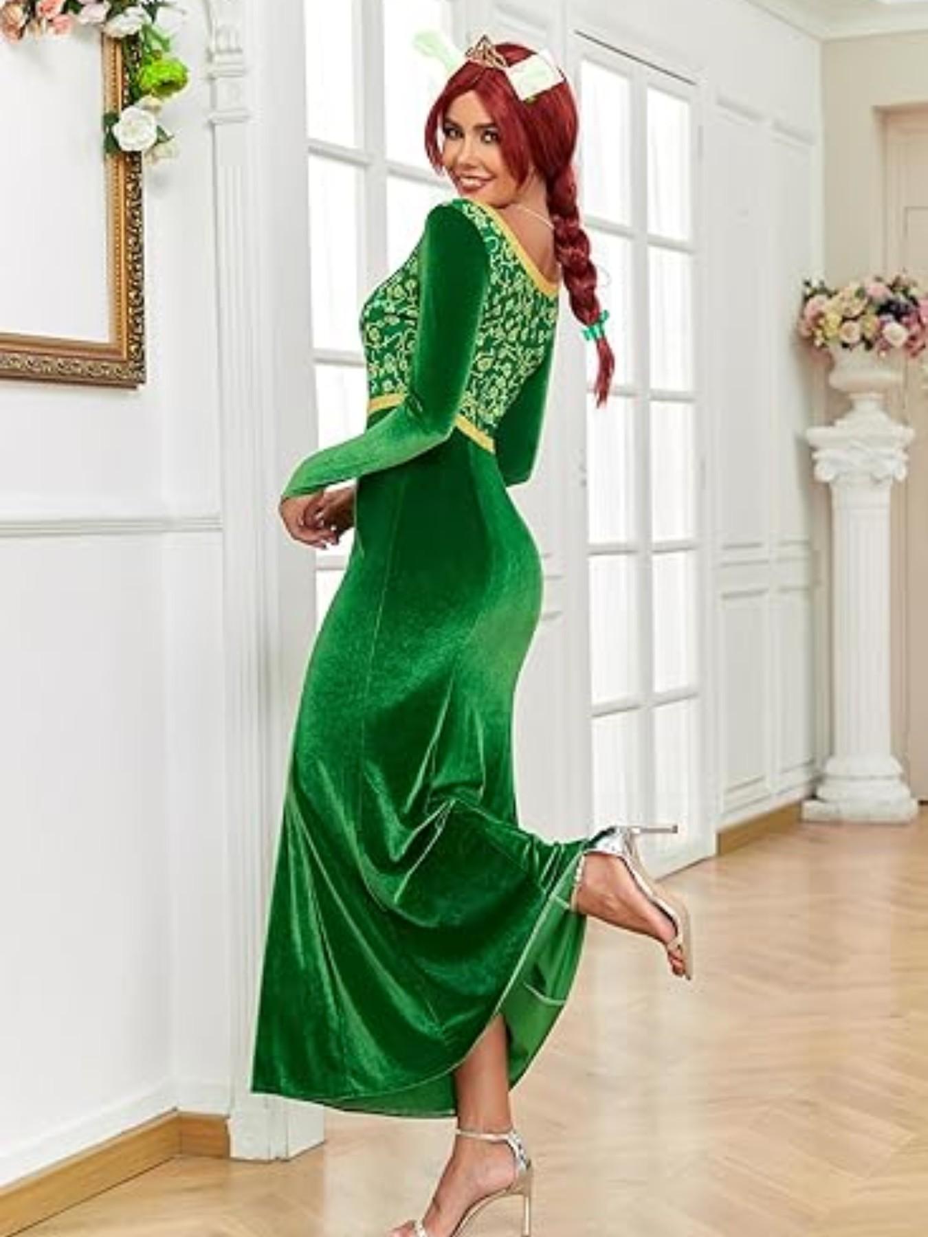 Anime Princess Dress Fiona Dress Shrek Cosplay Costume Halloween Fancy Fantasy Party Suit Roleplay for Adult Women