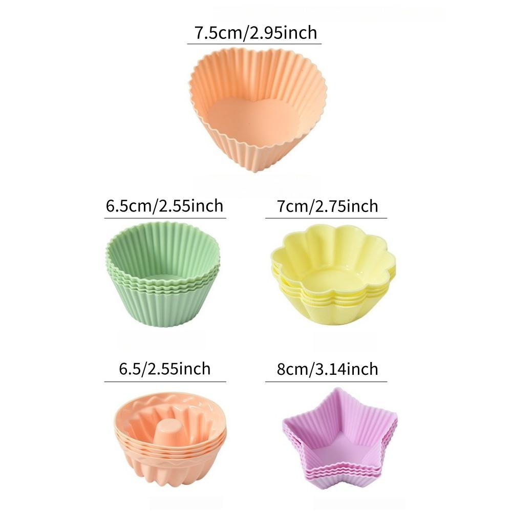 20pcs Reusable Silicone Cupcake Molds, Non-Stick Baking Mold for Paper Cupcakes, Kids Snacks, Pancakes, Dishwasher Safe, Food Grade