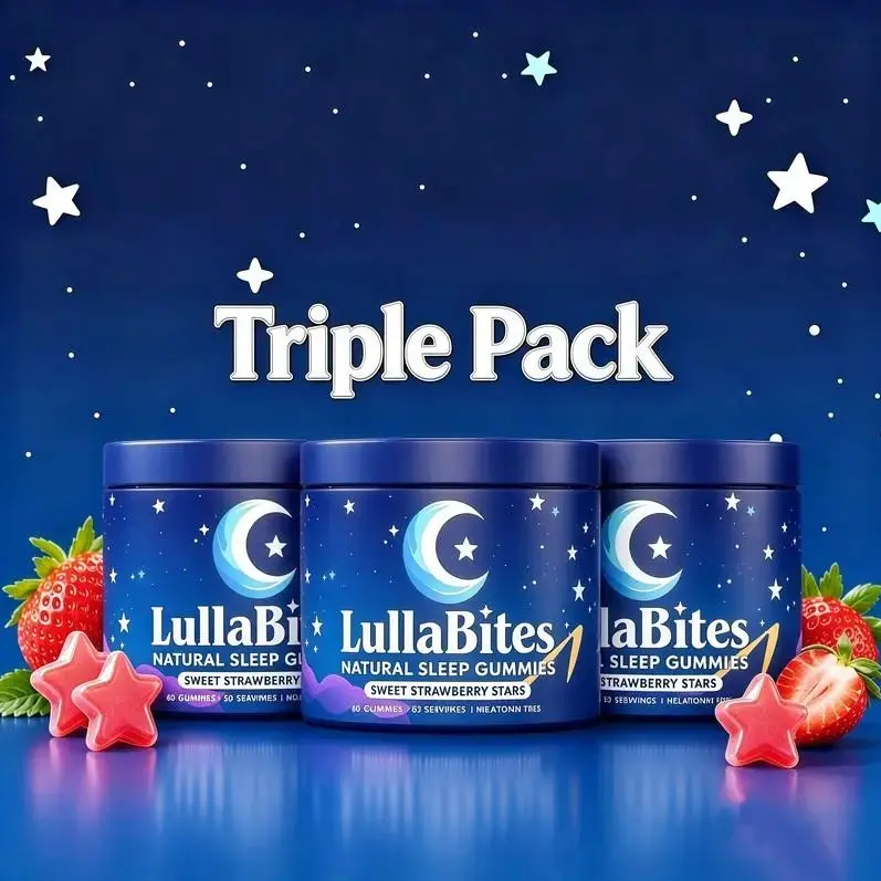 LullaBites Natural Sleep Gummies - 30 Servings -UE SweetStrawberry Stars (Melatonin Free) Category