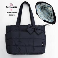 B-Black-Blue Floral -Bow