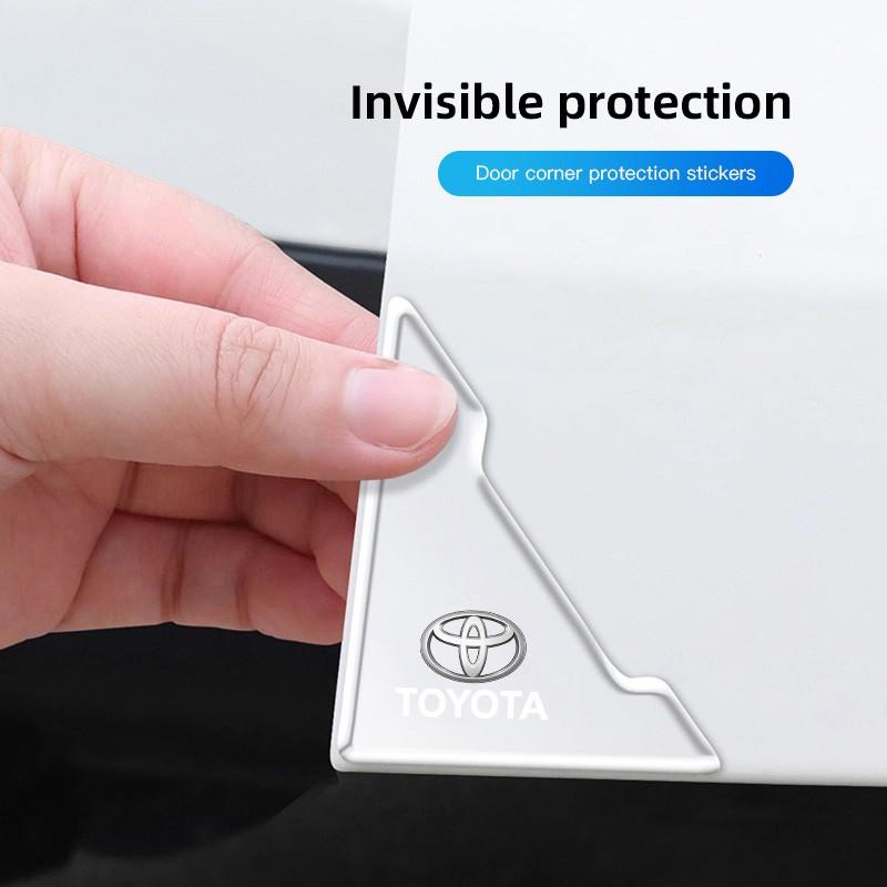 4Pcs Car Door Silicone Buffer Stickers Anticollision Anti Scratch For Toyota 86 Mirai Supra Prado Alphard Crown Vellfire Sequoia Venza Avalon Prius Camry Yaris RAV4 Highlander Sienna Reiz Auris Harrier Fortuner CHR Sticker For Cars