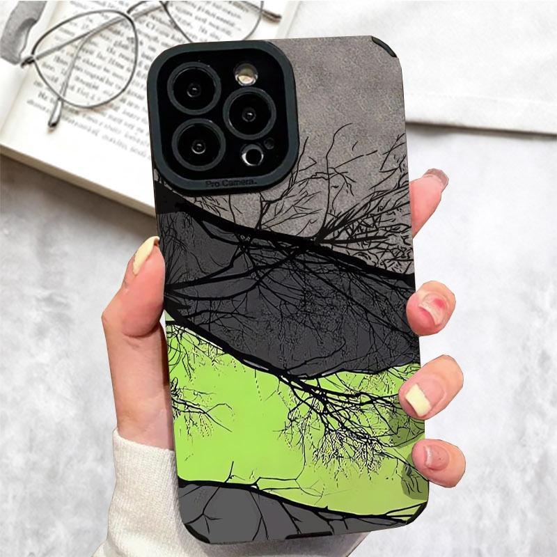 Phone Case with Artistic Branch&Rock Design, Multiple Colors/Specs Available, Shock - Proof Protective Cover for Phones, Ideal for Daily Use&Outdoor Scenes, Stylish Aesthetic Boost