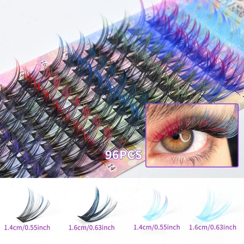 Mixed Color Individual False Eyelashes, 1 Box Natural Look Eyelash Extensions, Self Grafting Curling Fake Eyelashes for Women, Makeup, Diy Eyelash Extensions