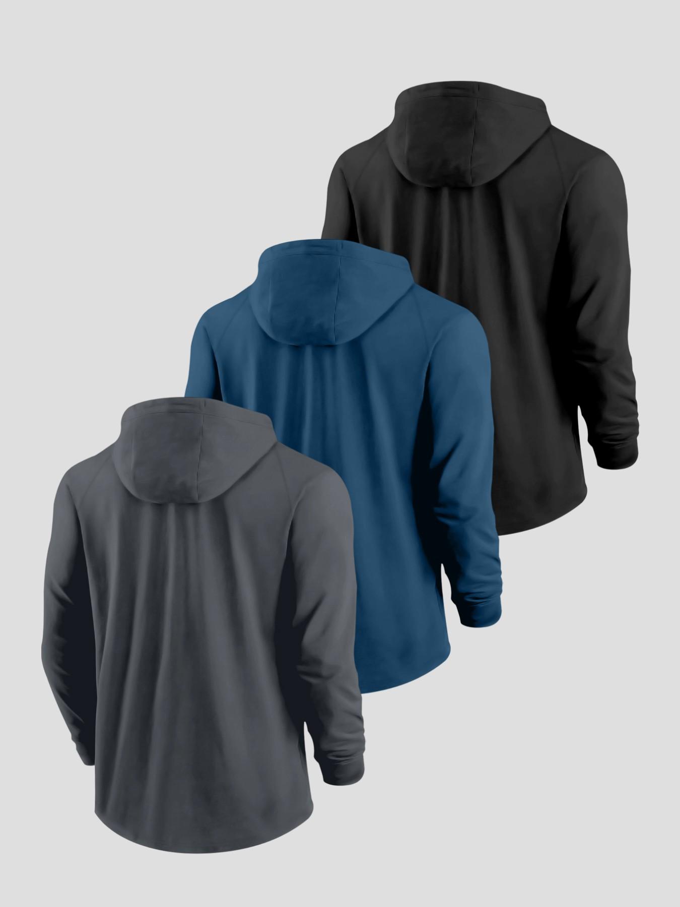 3 Pack Men's Hooded Balaclava Long Sleeve Shirt with Thumb Holes, Quick Dry Sun Protection Compression Base Layer, Breathable Tactical Hoodie for Cycling, Fishing, Hiking, Workout #springsaledeals2026 #summeroutfits #tiktokshopmademebuyit #menoutdoor
