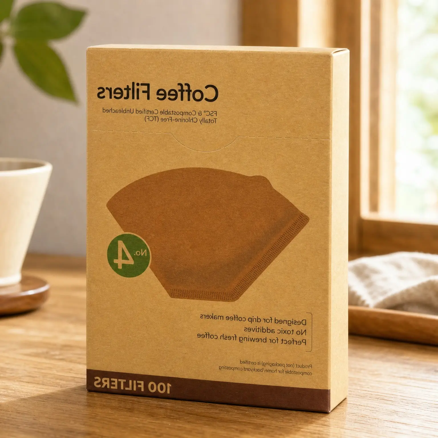 No. 4 Unbleached Chlorine-Free Compostable Paper Coffee Filters, FSC CertifiedGift