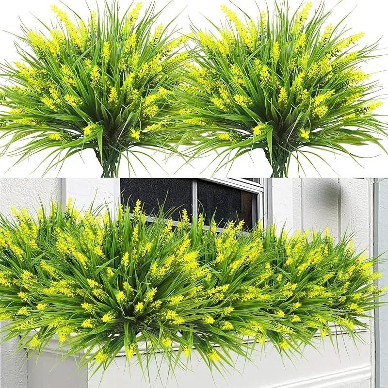 ☀️ [UV Resistant] Artificial Spring Greenery | Outdoor Porch Purple Flower - (Planter NOT Included)