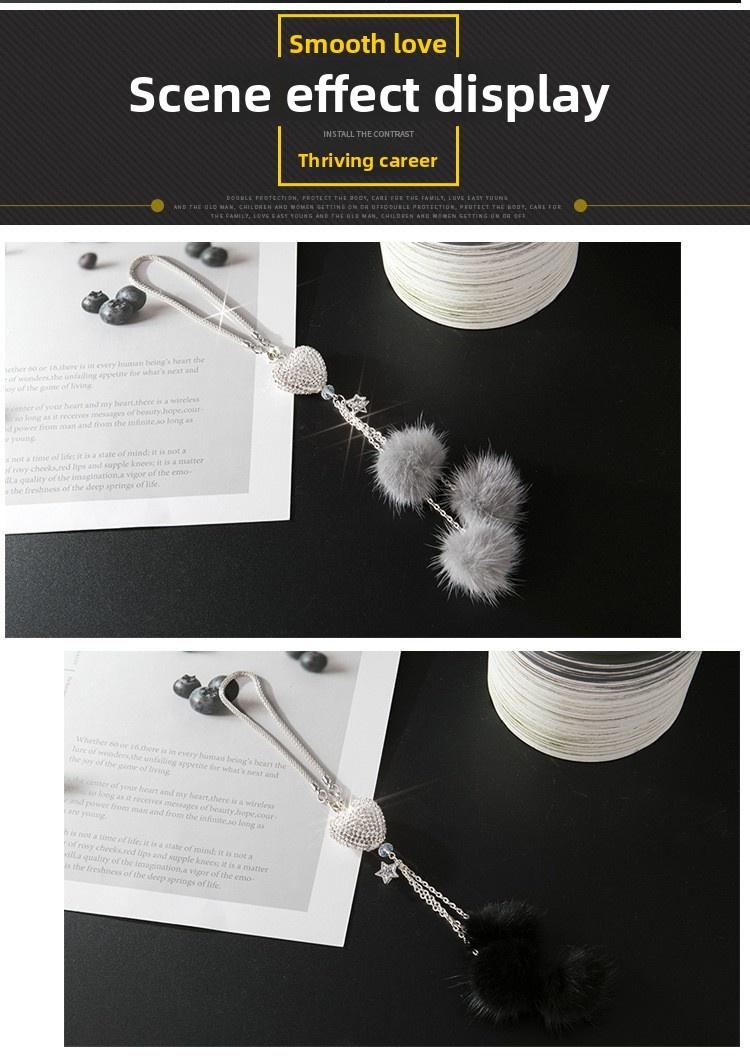Fluffy Heart Rearview Mirror Charm, Cute Fuzzy Car Accessories for Women, Aesthetic Car Interior Hanging Decoration, Gift for Her