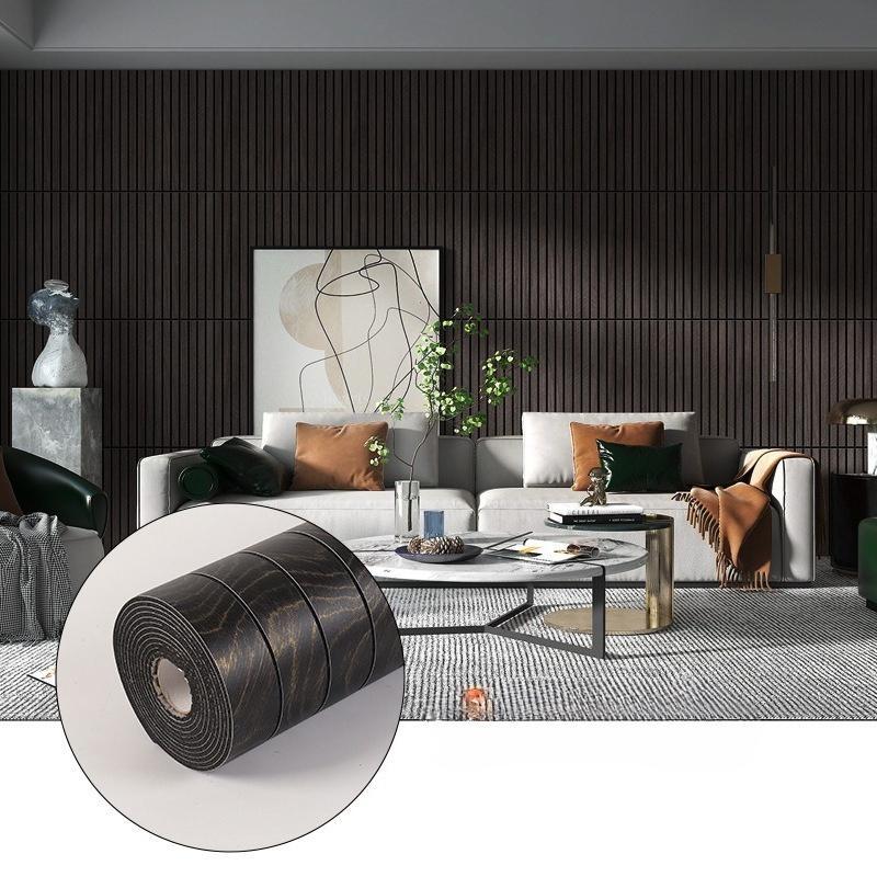 1 Roll Wood Grain Striped Wall Sticker | Thickened 3D Textured Self-Adhesive Wallpaper, Waterproof for TV Background, Bedroom, Living Room & Ceiling | Cuttable Easy-to-Stick Faux Wood Panel, Moisture-Proof