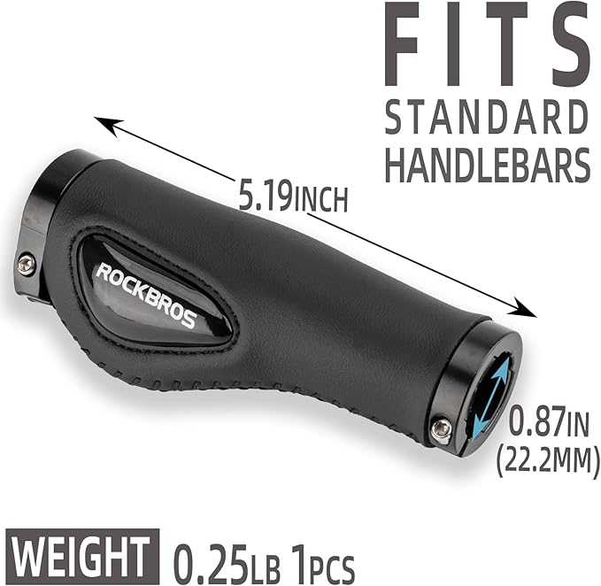 ROCKBROS Bike Handlebar Grips - Ergonomic Design, Soft Gel, Dual Lock-On, Secure Mount, Hex Wrench Included - 5.19 Inches for Mountain MTB Bikes, Electric Scooters, Rock Bros, Standard Size, Easy To Install, Reduces Hand Fatigue, End Caps, Mountain Mtb Mb ROCKBROS Bike Handlebar Grips - Ergonomic Design, Soft Gel, Dual Lock-On, Secure Mount, Hex Wrench Included - 5.19 Inches for Mountain MTB Bikes, Electric Scooters, Rock Bros, Standard Size, Easy To Install, Reduces Hand Fatigue, End Caps, Mountain Mtb Mb