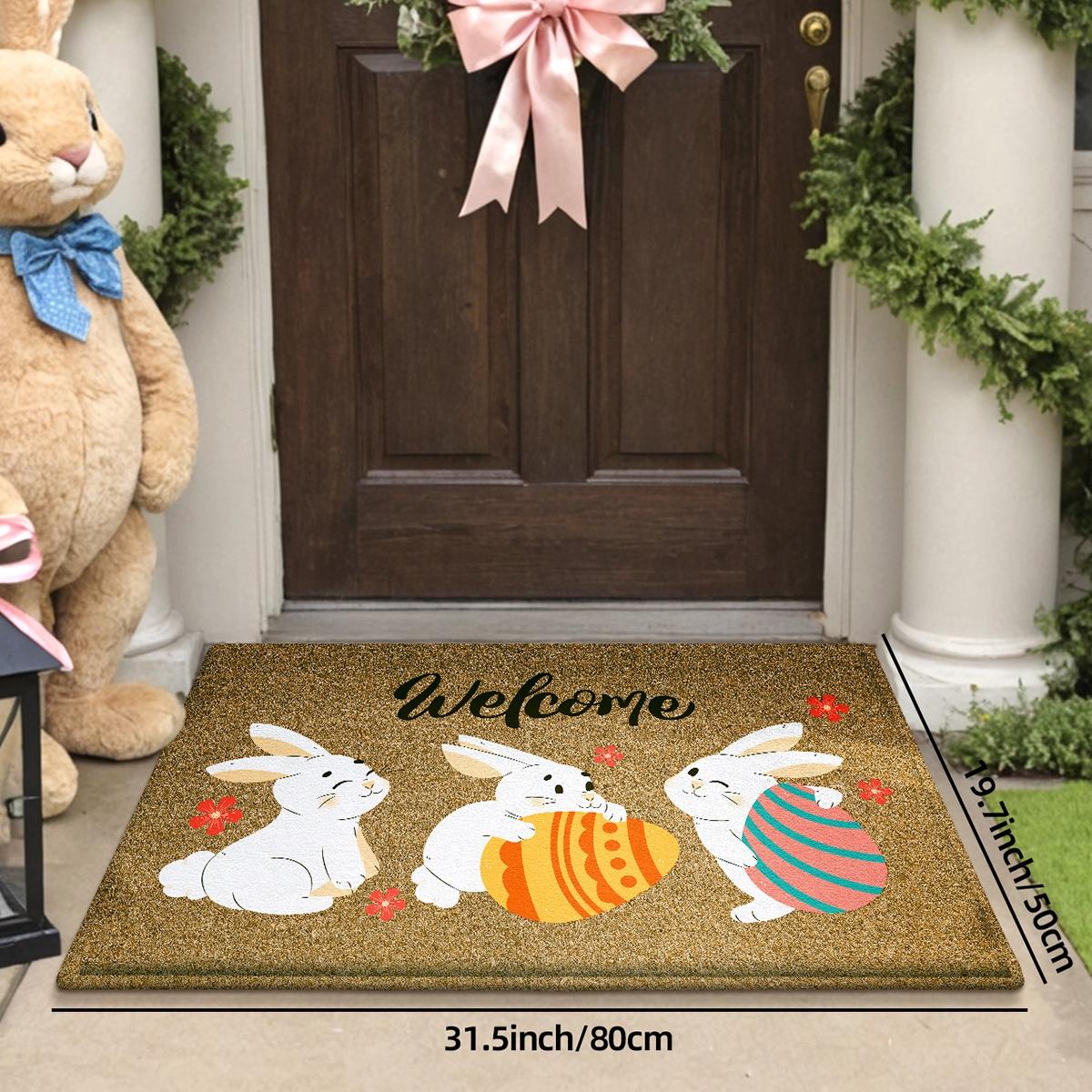 Easter Bunny Easter Egg Welcome Rug, Non-Slip Backing, Suitable for Bathroom Kitchen Indoor Outdoor Use