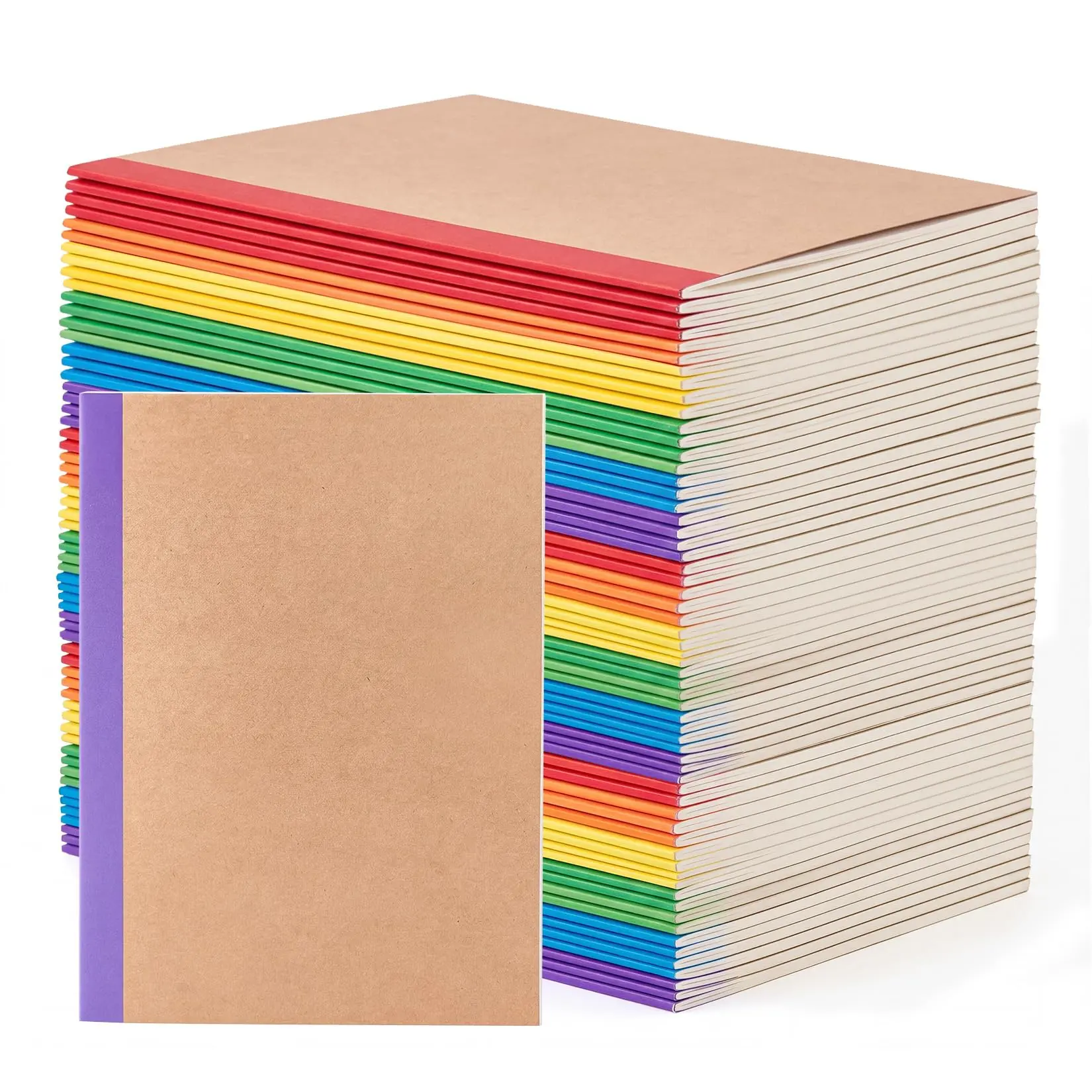 60 Pack A5 Notebooks Bulk, College Ruled Journals Bulk, 6 Colors Kraft Cover Notebooks, 8.3"x5.5", 60 Pages, for  Office, School Supplies