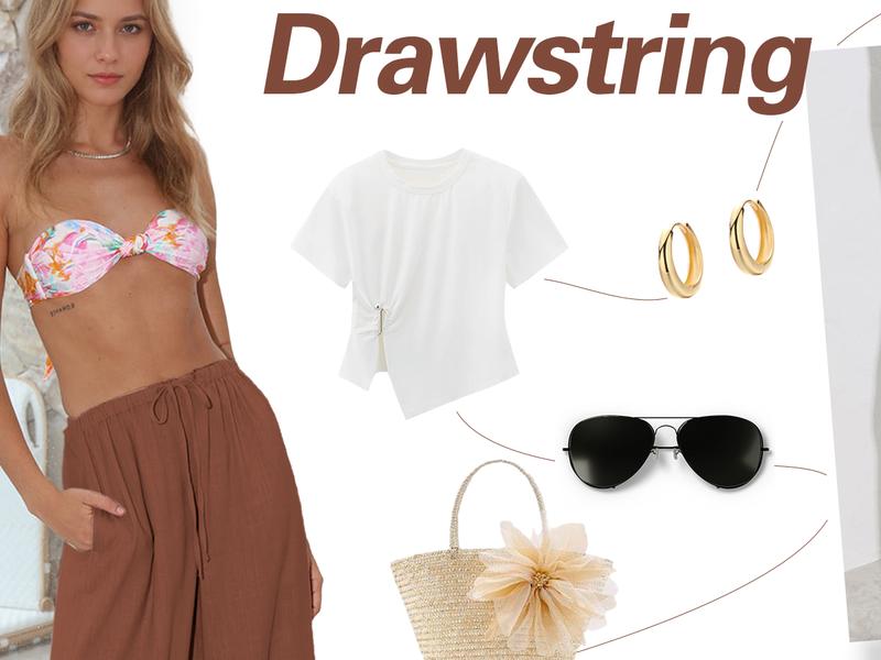 Hixiaohe Womens Cotton Linen Palazzo Pants Drawstring Elastic High Waist Trousers Casual Wide Leg Pants with Pockets TikTokShopBlackFriday