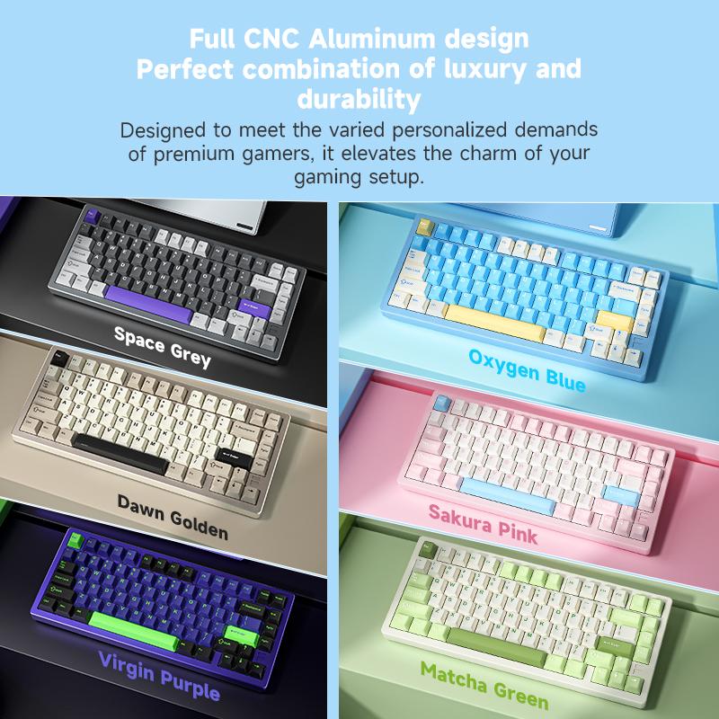 FURYCUBE F75Ultra 75% CNC Aluminum Mechanical KeyboardSouth Facing RGB Backlight 2.4G BT USB Wired with HMXGrape Huano Latte 5- Pin Hot-Swappable Switches &BlackWhite PTB Keycaps Gaming Keyboard for PC FURYCUBE F75Ultra 75% CNC Aluminum Mechanical KeyboardSouth Facing RGB Backlight 2.4G BT USB Wired with HMXGrape Huano Latte 5- Pin Hot-Swappable Switches &BlackWhite PTB Keycaps Gaming Keyboard for PC