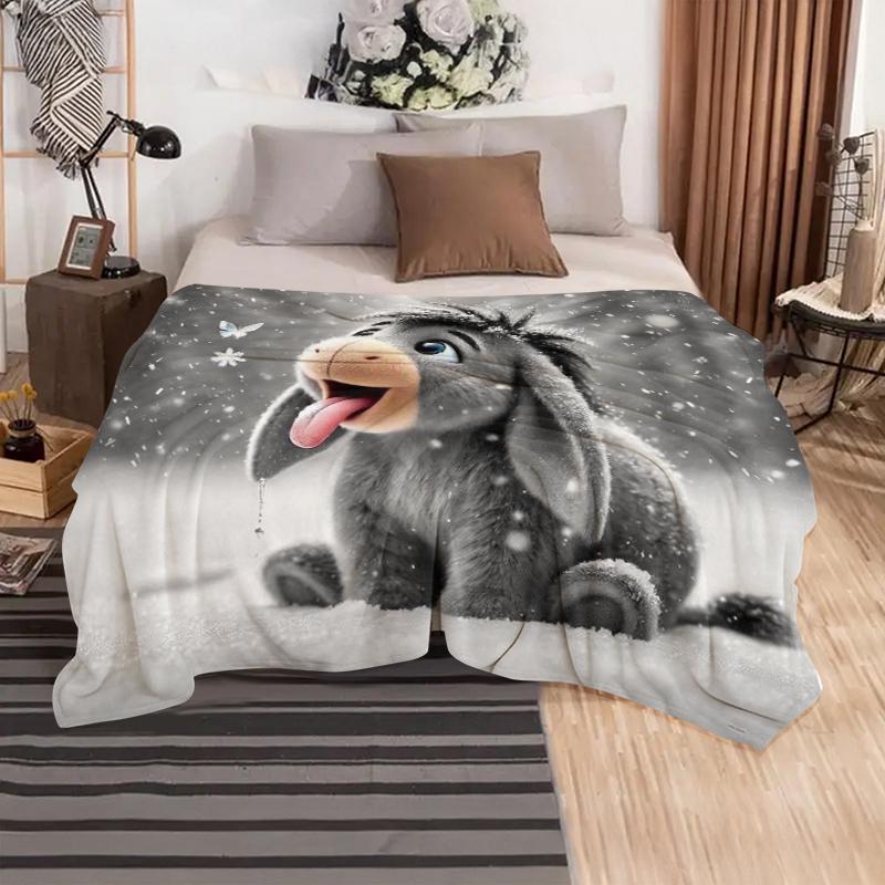 Adorable Donkey Ear Snow Rug, Perfect Home Use, Festival Gift Blanket, Cute Design, Suitable for All Seasons, 1 Piece