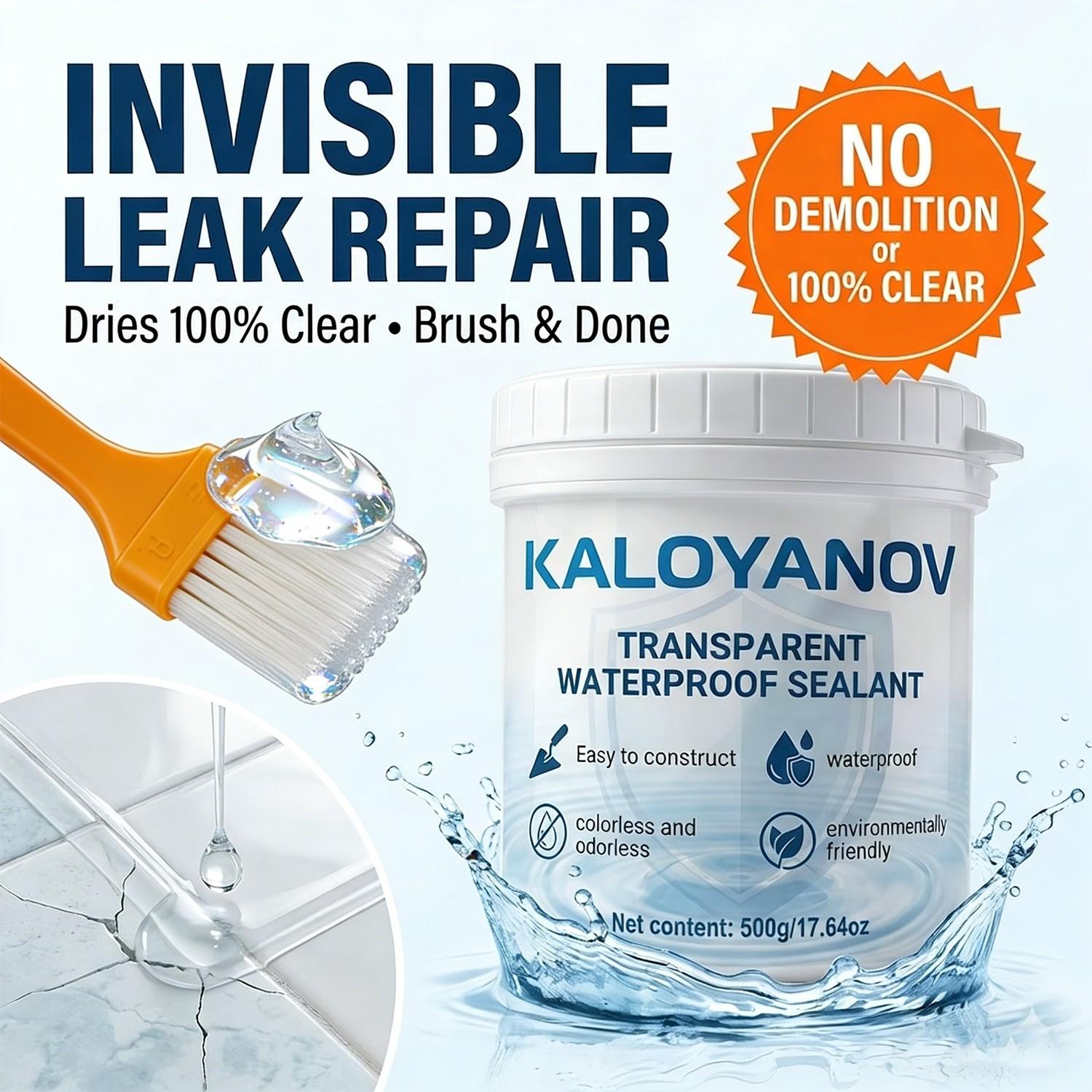 500g Transparent Waterproof Sealant Anti-Leakage Glue with Brush for Bathroom Roof Window Wall Tile Repair Coating Agent