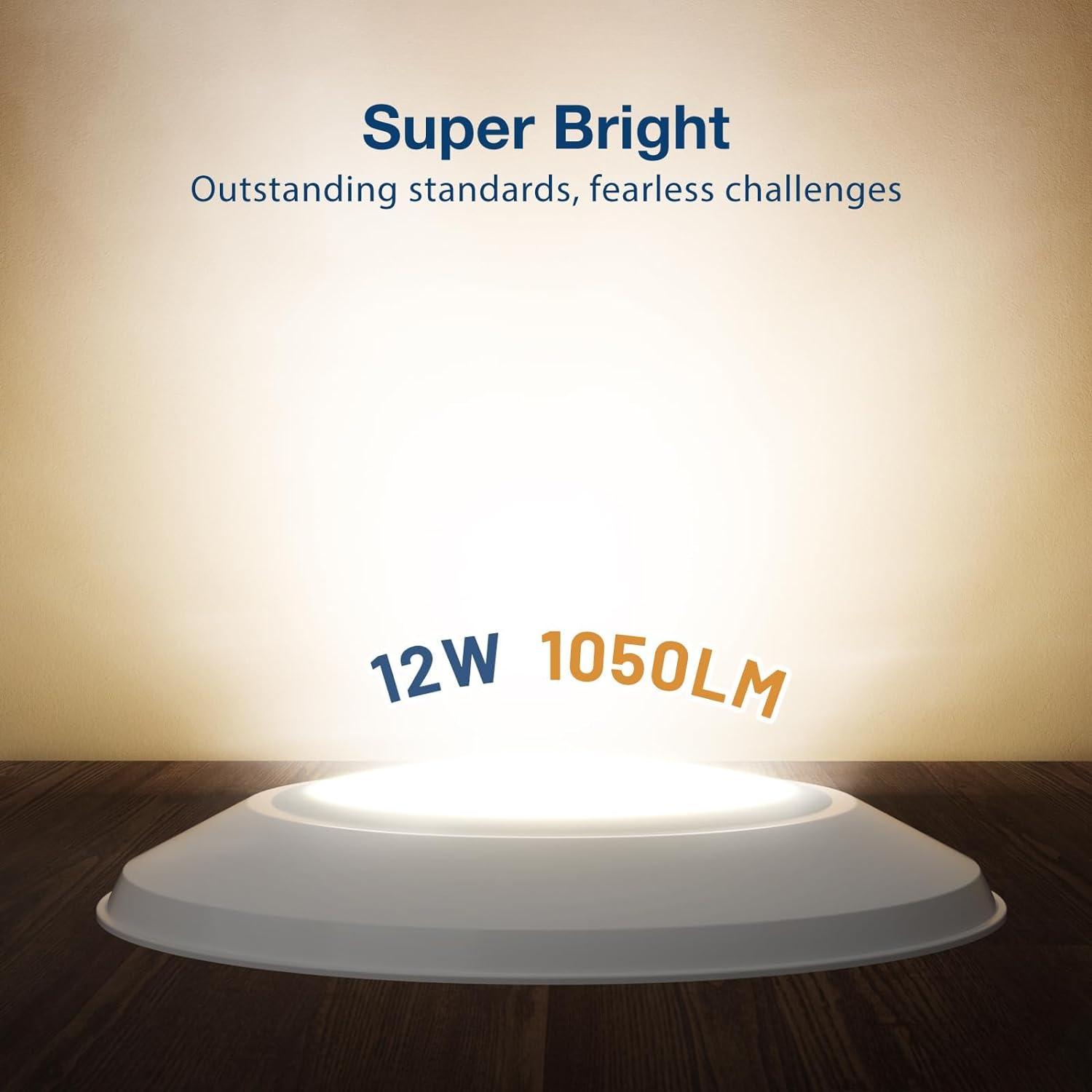 DAYBETTER 6 inch LED Recessed Lighting 5CCT 12W 1050LM Ultra-Thin Ceiling Light with Junction Box Selectable Dimmable Can Light for Kitchen Living Room Bedroom Bathroom