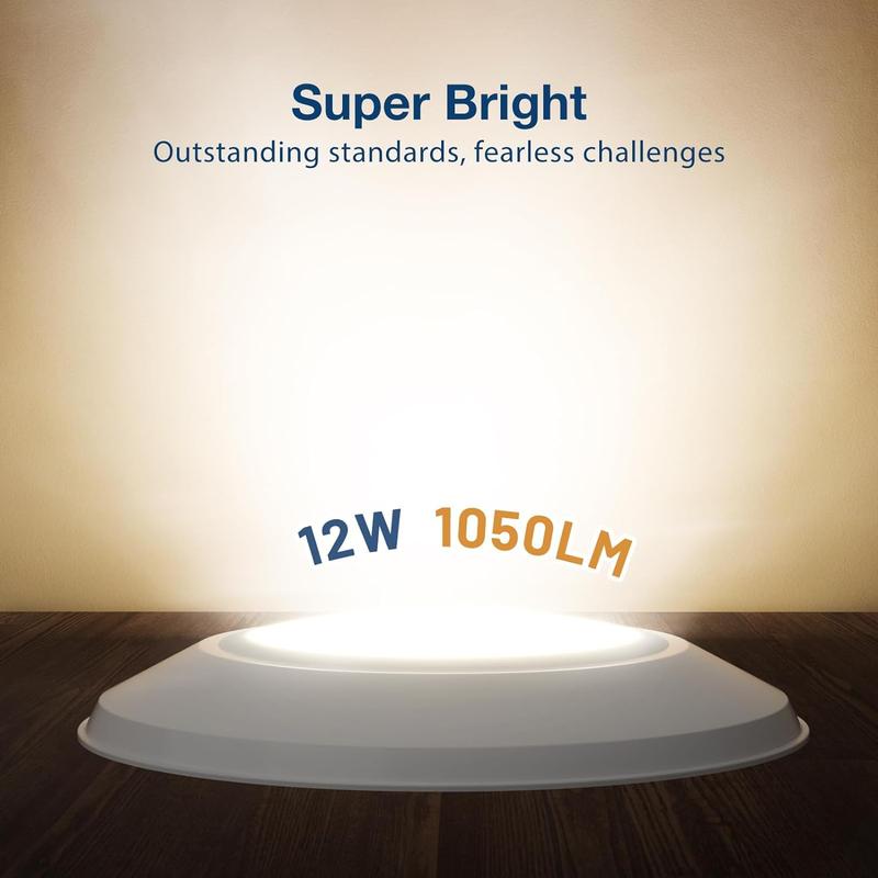 DAYBETTER 6 inch LED Recessed Lighting 5CCT 12W 1050LM Ultra-Thin Ceiling Light with Junction Box Selectable Dimmable Can Light for Kitchen Living Room Bedroom Bathroom