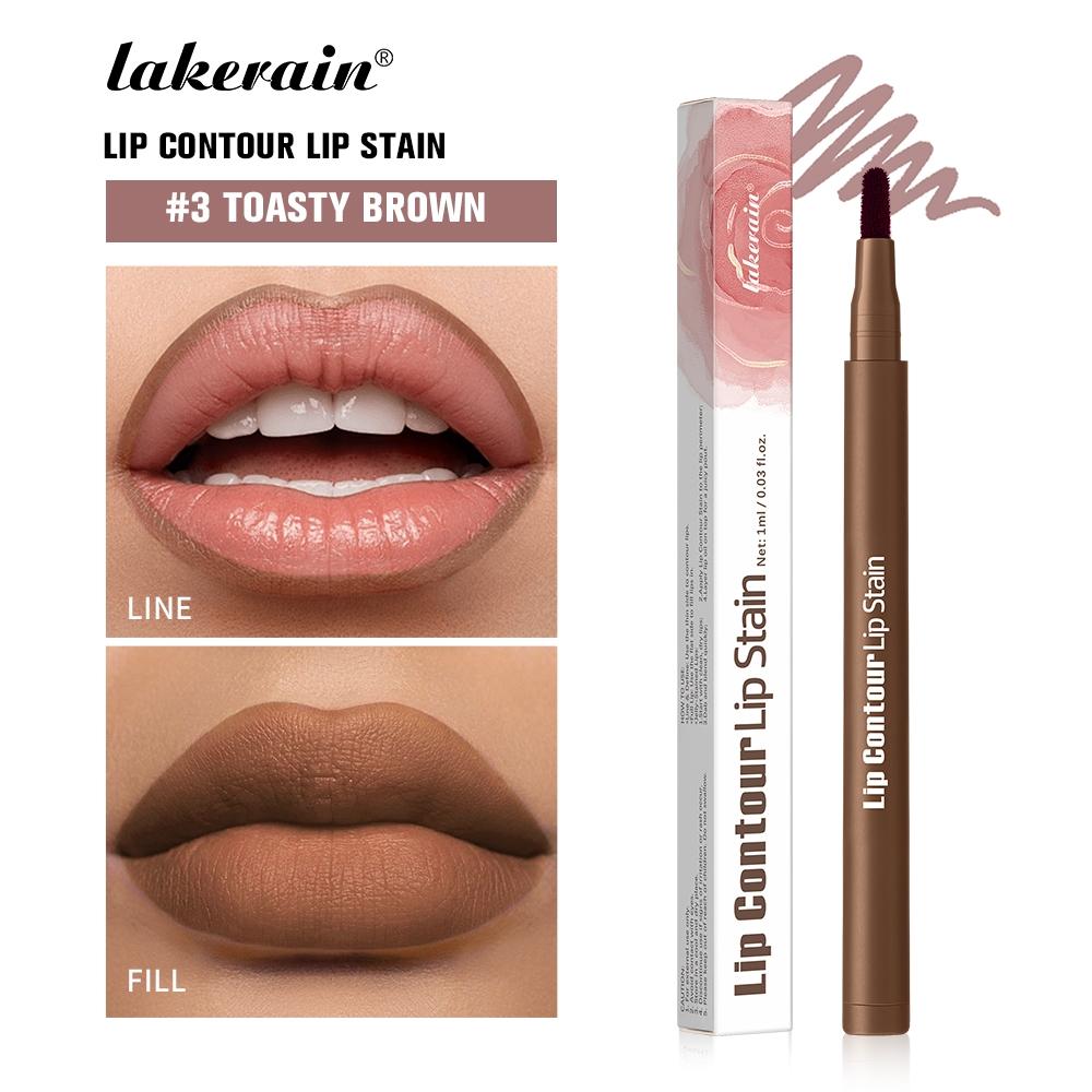 Lakerain 2-in-1 Lip Liner & Lip Stain, Waterproof High-Pigment Smudge-Proof Lip Tint, Non-Drying Formula for Precise Definition & Gradient Matte Looks, Travel-Friendly with 8 Shades for All Skin Tones