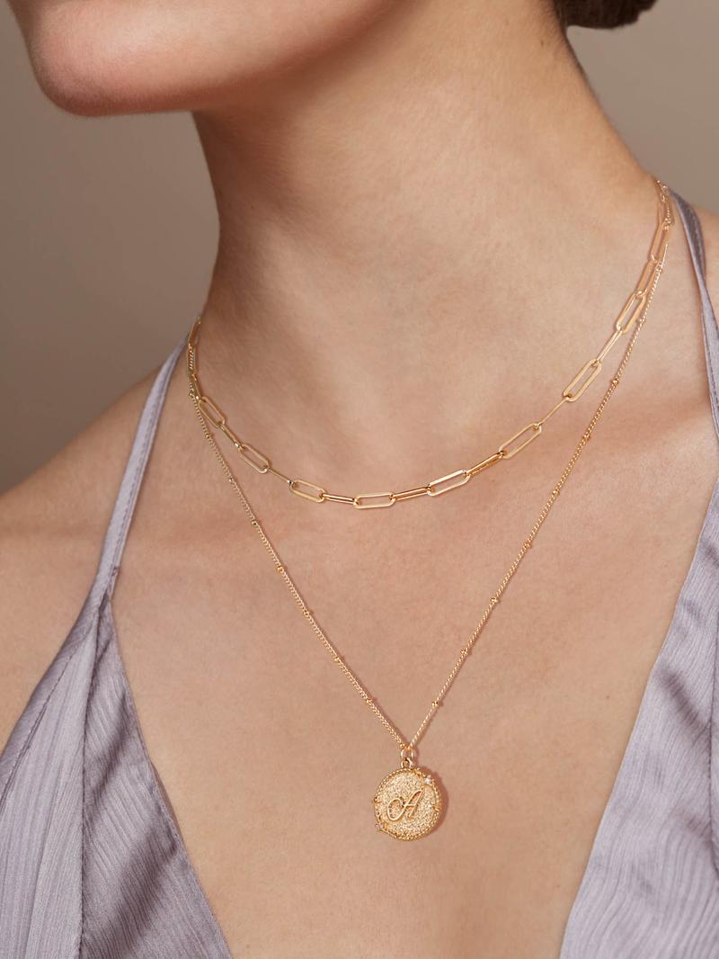 Fettero Layered Initail Necklaces for Women  Cubic Zirconia Layering Beaded Paperclip Chain Choker Necklace Dainty Pendant Letter A-Z Jewelry Gift for Girls Lett