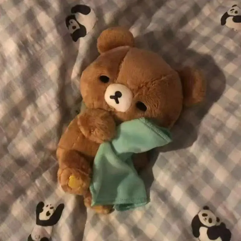 Rilakkuma Plush Bear with Blanket, Stuffed Animal for Sleep & Cuddle, Kawaii Bedtime Toy, Anxiety Relief Gift for Kids/Adults