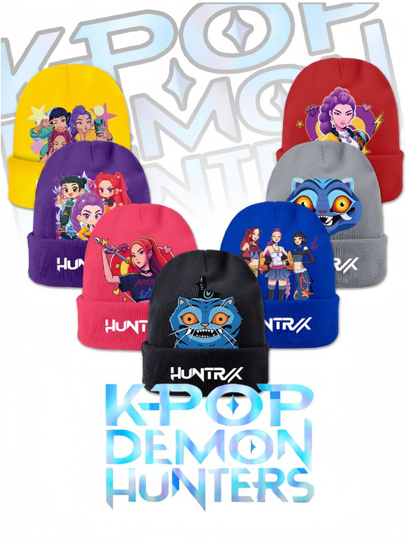 2025 New Style Kpop Demonhunters Printed Knit Cap Fleece Cap Beanie Hoodie Youth Unisex "Kpop Demonhunters" Same Style