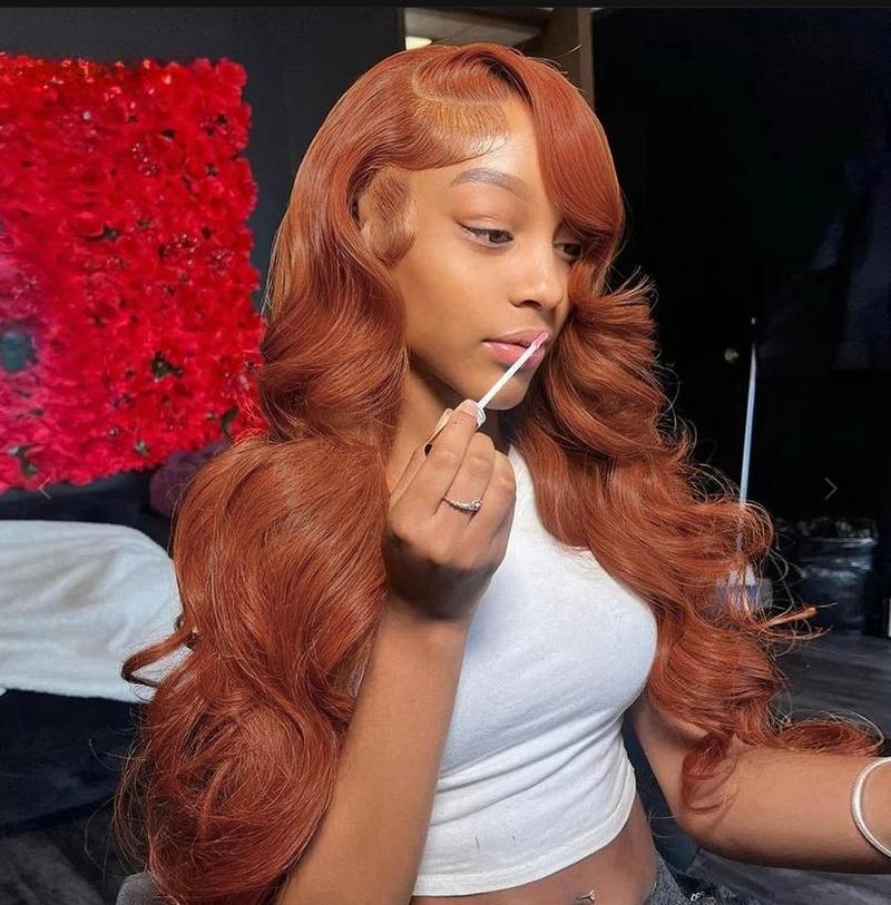 Bling Hair Reddish Brown Color Wigs Human Hair 13x4 Body Wave Lace Frontal Wig 180% Density Transparent Lace Front Wigs For Women