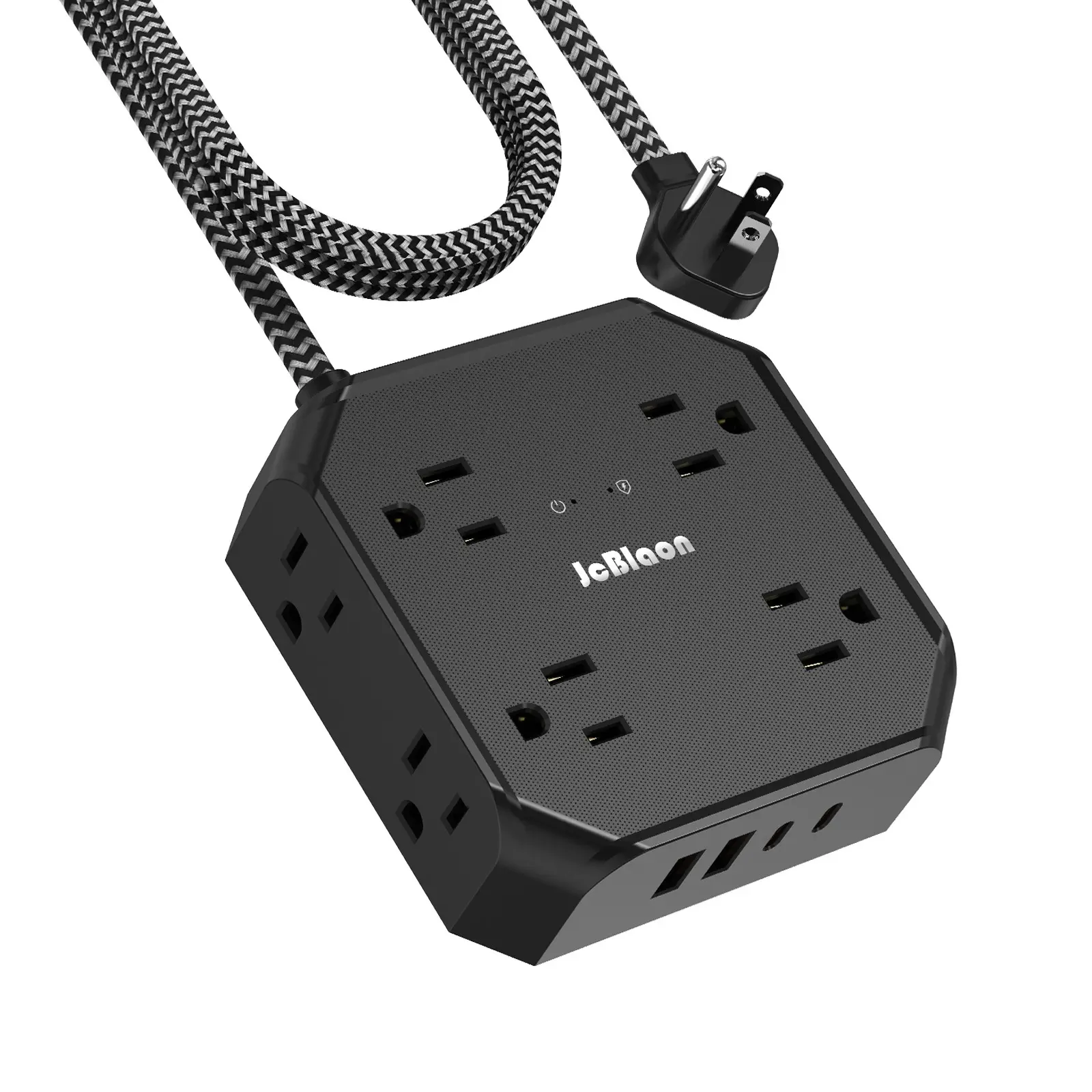 12 In 1 Surge Protector Power Strip - 8 Widely Outlets with 4 USB Ports(2 USB C), 3 Side Outlet Extender with 5 Ft Braided Extension Cord, Flat Plug, Wall Mount, Desk USB Charging Station,College Dorm Room Essentials