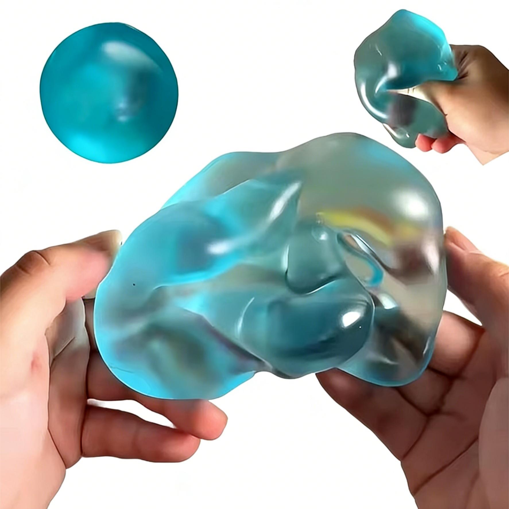 Blue Squishy Toys Anti Stress Sensory Fidgets Toy Soft Simulated Transparent Blue Slow-rebound Decompression Squeeze Toy High transparency jelly texture feels refreshing with just a pinch  Cute Translucent Pink Ball for Relaxation