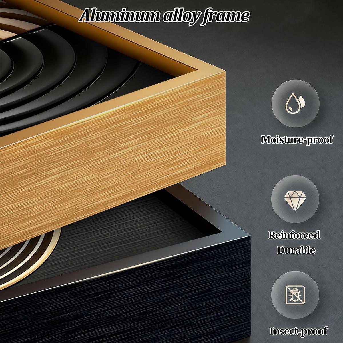 3 Counts Aluminum Alloy Framed Painting, Abstract Geometric Lines And Circles Art, Home Decoration For Living Room, Bedroom, Office, Restaurant, Hallway Wall Decor, Odorless Print Artwork, Luxury Perfect Gift For Friends And Family