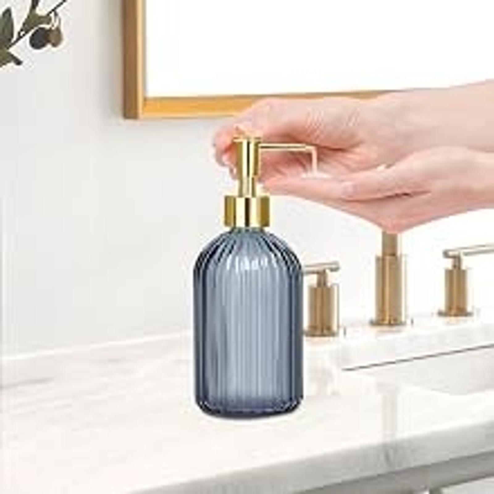 Glass Bathroom Accessories Set, Blue 4-Piece Bathroom Set