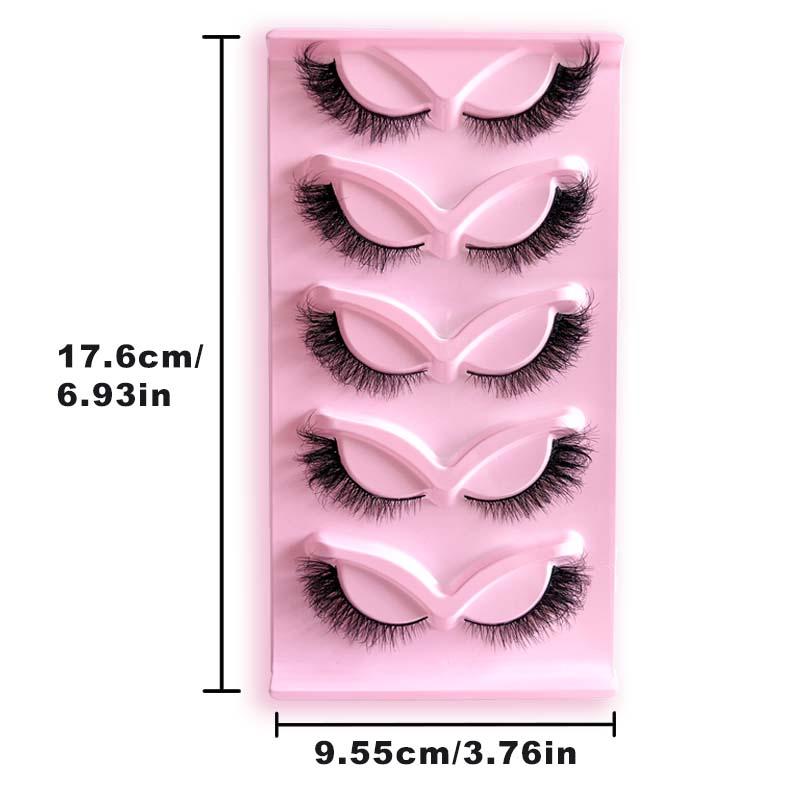 5 Pairs Voluminous Cat Eye False Lashes, Lightweight Soft Dense Long-Lasting, Perfect for Daily Wear, Dates, Weddings, Festive Parties