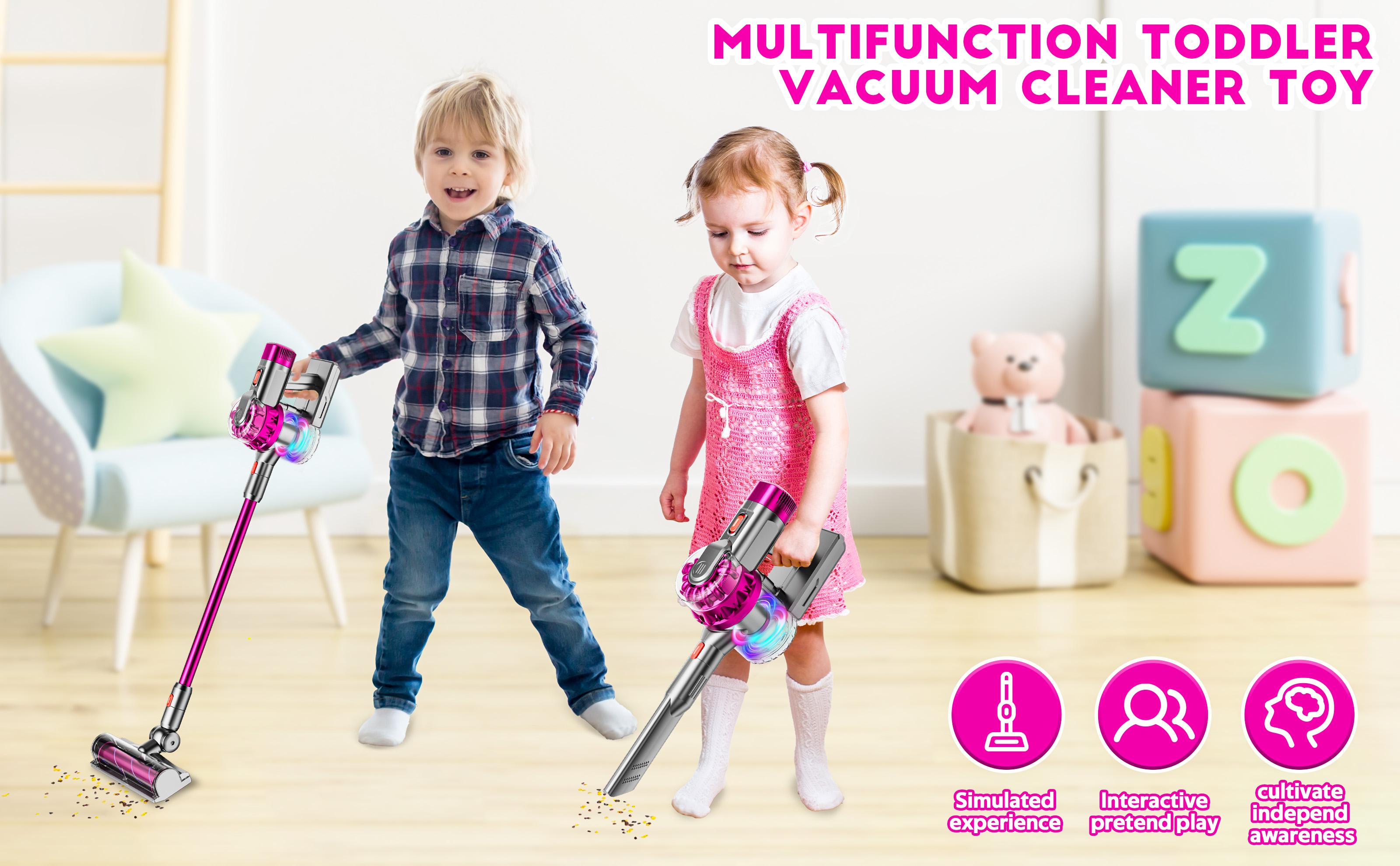 SHNAYLE TOYS4-in-1 Kids Vacuum That Really Work, Toddler Pretend Play Cleaning Toy Set W/ Light & Sound, Interactive Toy Cleaner Birthday Idea for 2 3 4 5 6+ Year Girl Boy Christmas gifts Christmas present