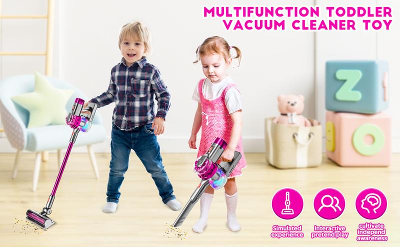 SHNAYLE TOYS4-in-1 Kids Vacuum That Really Work, Toddler Pretend Play Cleaning Toy Set W/ Light & Sound, Interactive Toy Cleaner Birthday Idea for 2 3 4 5 6+ Year Girl Boy Christmas gifts Christmas present