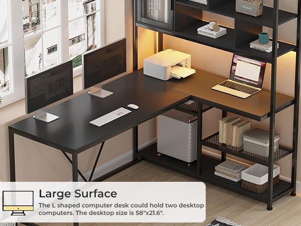 SEDETA 58-inch L-Shaped Computer Desk Gaming Table Furniture Office Organizer Keyboard Printer Modern Laptop Mouse Design
