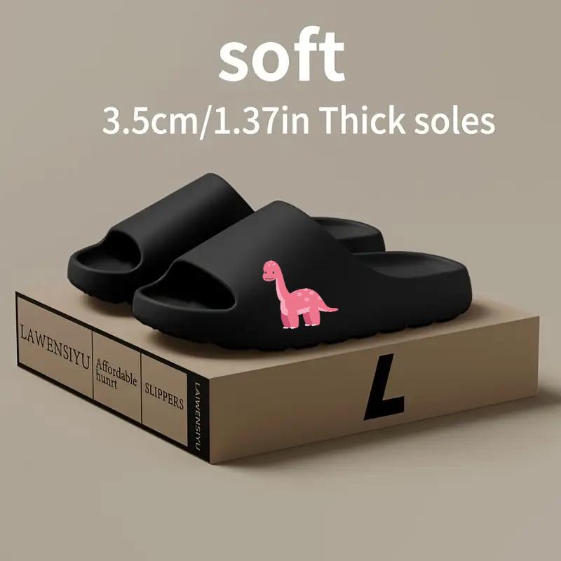 Cute Pink Dinosaur Print Slippers for Kids Soft Comfortable Non-Slip Home Shoes Cartoon Dino Footwear Indoor Outdoor Toddler Boys Girls Warm Cozy Slippers Lightweight Breathable Slip-On Shoes