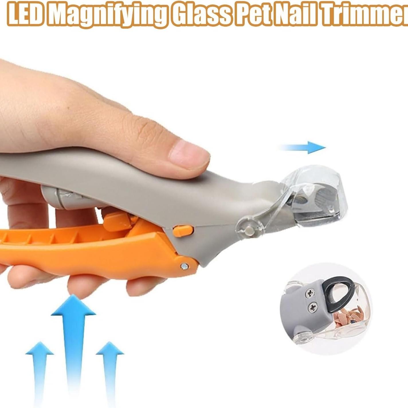 Pet Nail Trimmer with LED Function, Magnifying Glass Pet Nail Clipper, Illuminated Precision Fast Trim, Suitable for Home Outdoor Use