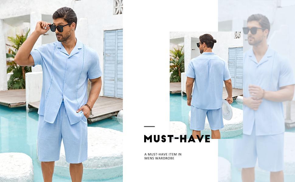 Beotyshow summer outfits 2025 Mens Polo Shirt and Shorts Sets Outfits 2 Piece Fashion Summer Tracksuits Casual Short Sleeve Set Breathable Menswear Clothing Fabrics Father's Day Gift