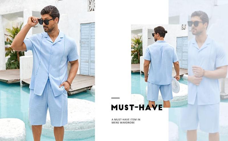 Beotyshow summer outfits 2025 Mens Polo Shirt and Shorts Sets Outfits 2 Piece Fashion Summer Tracksuits Casual Short Sleeve Set Breathable Menswear Clothing Fabrics Father's Day Gift