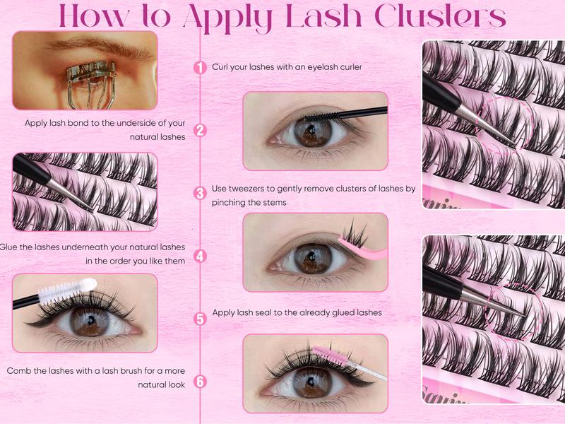 zanlufly Natural Lash CLusters C Curly Wispy Eyelash CLusters Short Anime Lash Extension Kit Makeup 9 10 11MM Manga Eyelashes Cosmetic Lash Bond and Seal Lash Applicator Lash Brush  TikTokShopBlackFriday