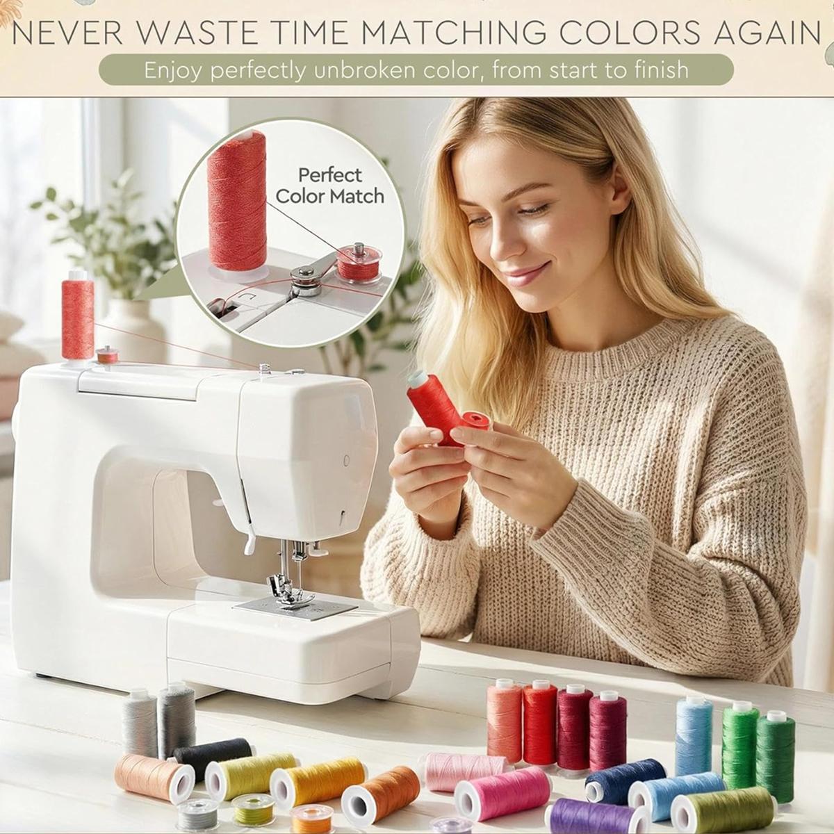 72PCS Sewing Thread Kit with 36 Prewound Bobbins, 36 Colors Polyester Thread Set, 400 Yards per Spool, Sturdy and resistant thread, Compatible with most sewing machines, for Sewing Machine & Hand Sewing, Quilting, Embroidery, Repairs, DIY Crafts