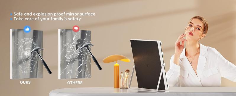 Hasipu Vanity Mirror with Lights, Hollywood Mirror, Makeup Mirror with Dimmable Bulbs, Smart Touch 3 Colors Dimmable, 360 Rotation, White