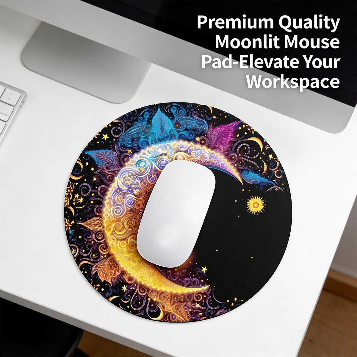 Fashionable Moon Shape Mouse Pad, Non-Slip Rubber Base, Small Desktop Mat for PC/laptop, Gaming/mouse Pad, Office Use, Gift for Women - 7.87 Inches