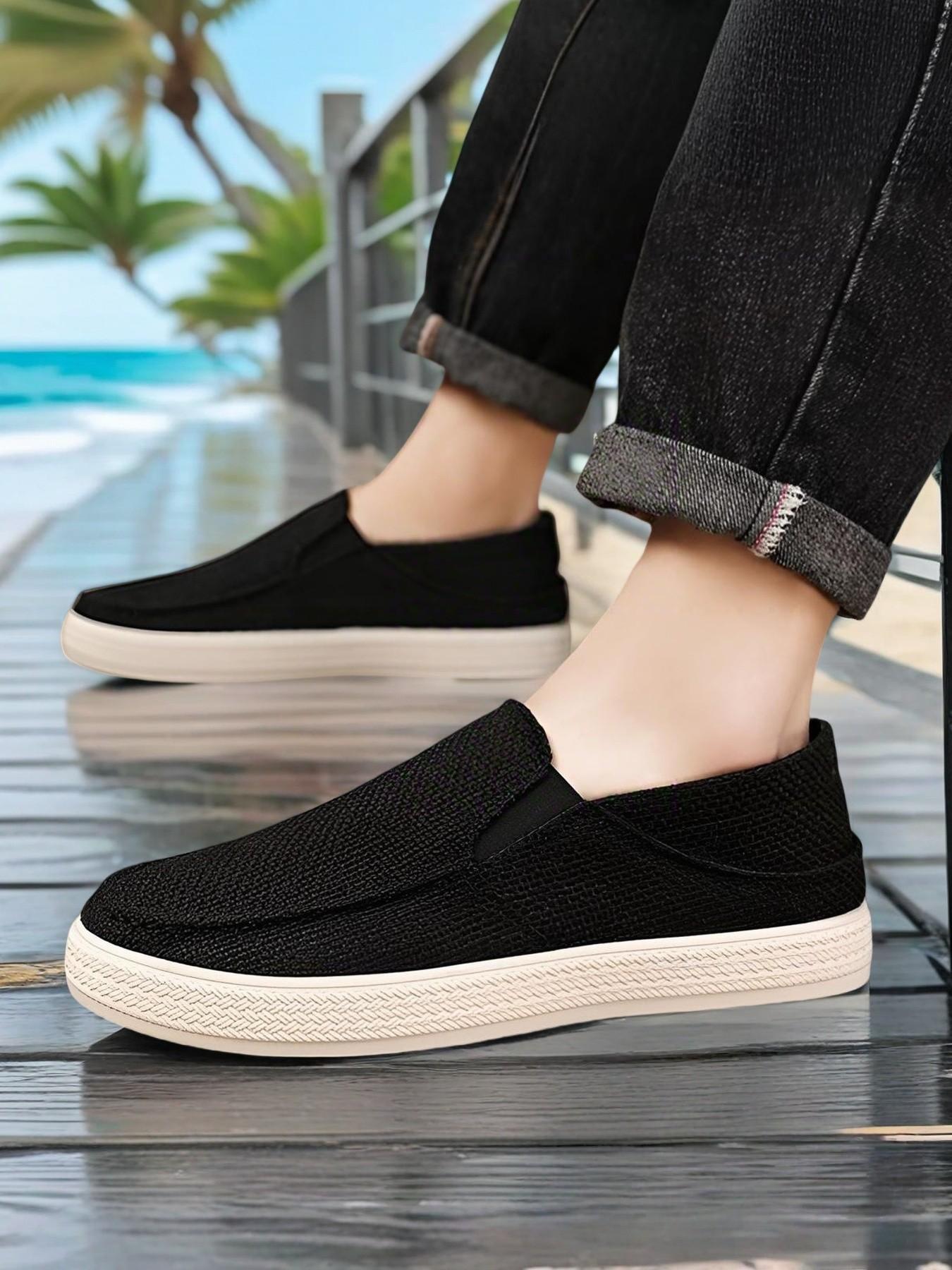 Men's Sport Shoes, Slip-On Running Shoes, Breathable Fitness Basketball Shoes, Lightweight Comfort Tennis Shoes, Easy Wear Athletic Footwear