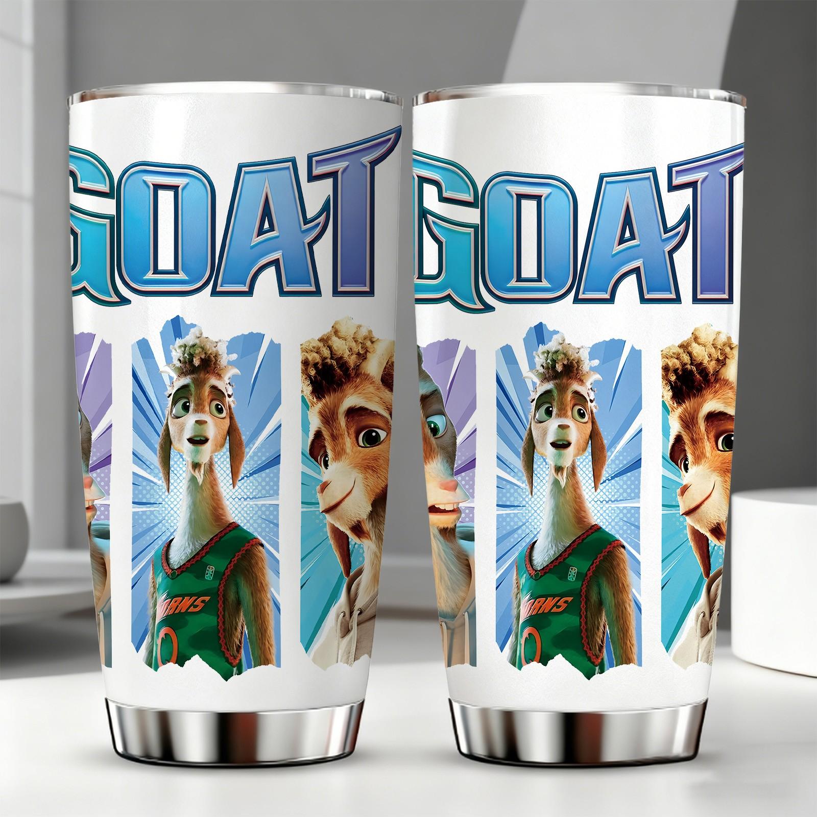 Auracup 1 Pc Insulated Mug, Tumbler with Movie Style Goat Basketball Pattern, 20oz Double Wall Vacuum Stainless Steel Design, Keeps Drinks Hot for 12 Hours and Cold for 24 Hours, Leak Proof Lid, Cinematic Sport Theme with Celebration Party Vibe, Durable