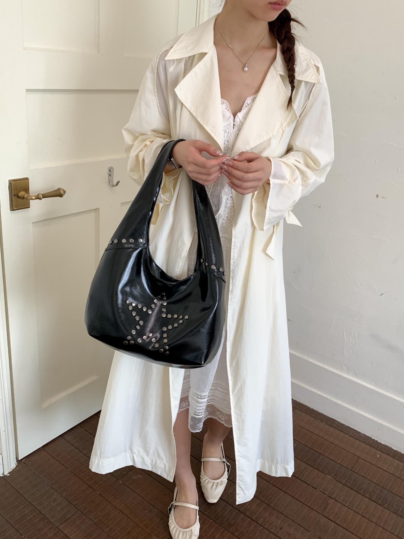 Trendy Star Stud Crossbody Shoulder Bag, Casual PU Material, Large Capacity, All-Season Fashion Accessory for Women, Travel & Daily Use