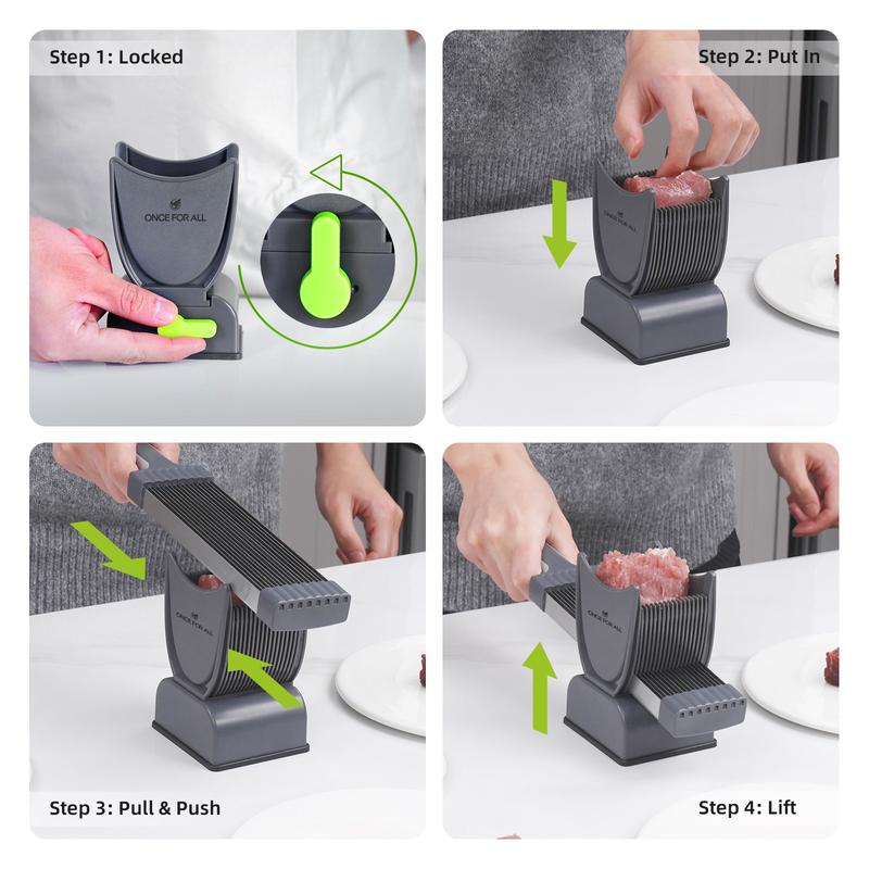 【ONCE FOR ALL】Home Use Fresh Meat Slicing & Bone-Chopping Knife Set, Manual Beef & Mutton Slicing Knife, Shredding Tool for Hot Pot & BBQ, Desktop Fruit Thin-Slicing Tool Table Top Suction Steel Stainless Kitchen Utensils Accessories Blade