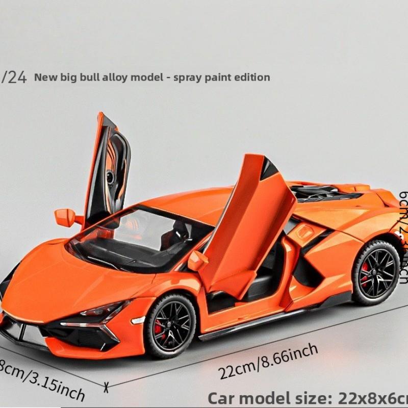 Alloy Sports Car Model, Scale Model Car, Collector Model Car, Manual Scissor Door, Smoke Effect, Sound Light, Adjustable Rear Wing, Shock Absorption, Gift Box