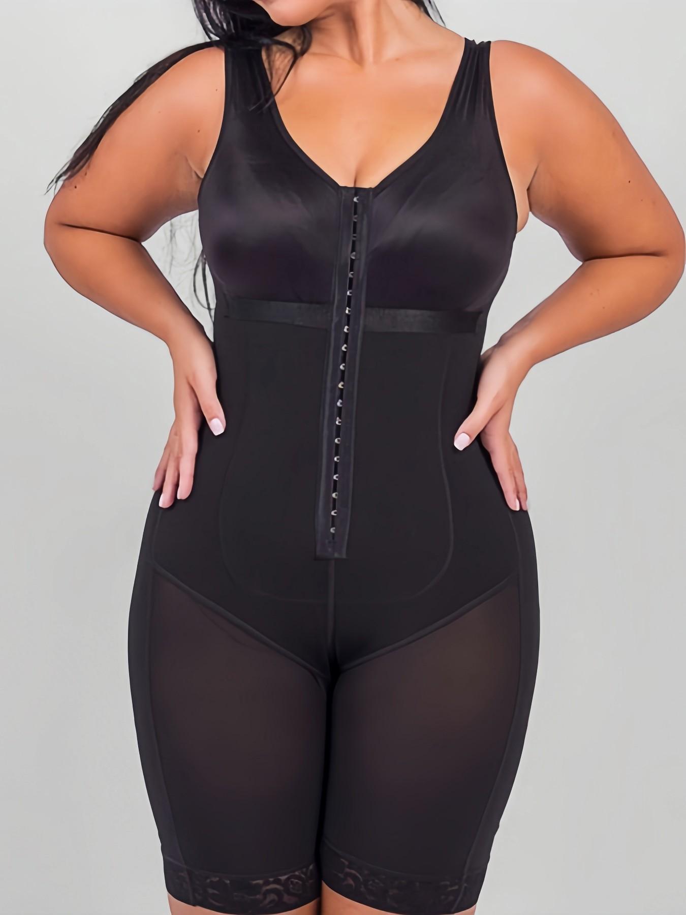 1 Count Women's Underwear Solid Color Anti Slip Lace Trim Full Body Shaper, Fajas, Colombian Shapewear, Silhouette Adjustable Hook Closure Bodysuit, Abdomen Smoothing Butt Enhancing Shapewear, High Support Contouring Jumpsuit, Suitable for Valentine's Day